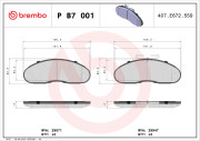 P B7 001 Sada brzdových destiček, kotoučová brzda PRIME LINE BREMBO