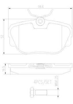 P06010N Sada brzdových destiček, kotoučová brzda BREMBO NAO LINE BREMBO