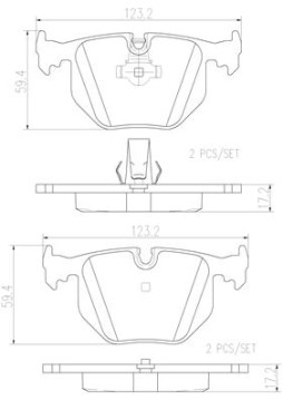 P06020N Sada brzdových destiček, kotoučová brzda BREMBO NAO LINE BREMBO