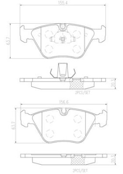 P06043N Sada brzdových destiček, kotoučová brzda BREMBO NAO LINE BREMBO