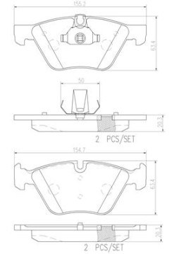 P06057N Sada brzdových destiček, kotoučová brzda BREMBO NAO LINE BREMBO