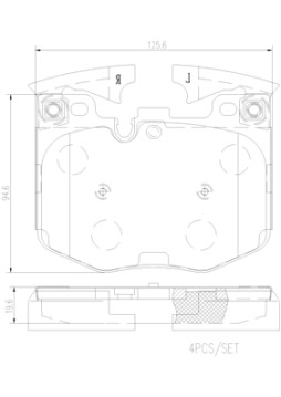 P06099N Sada brzdových destiček, kotoučová brzda BREMBO NAO LINE BREMBO