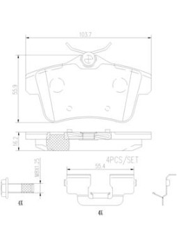 P06102N Sada brzdových destiček, kotoučová brzda BREMBO NAO LINE BREMBO