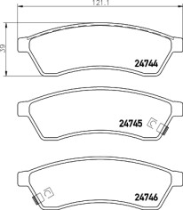 P10060N Sada brzdových destiček, kotoučová brzda BREMBO NAO LINE BREMBO