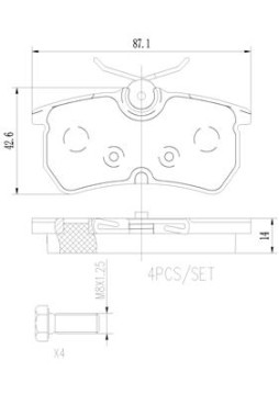 P24047N Sada brzdových destiček, kotoučová brzda BREMBO NAO LINE BREMBO