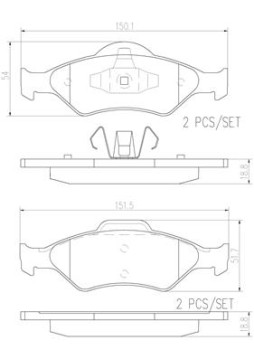 P24054N Sada brzdových destiček, kotoučová brzda BREMBO NAO LINE BREMBO