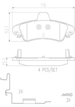 P24070N Sada brzdových destiček, kotoučová brzda BREMBO NAO LINE BREMBO