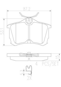 P28030N Sada brzdových destiček, kotoučová brzda BREMBO NAO LINE BREMBO