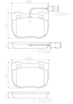 P44004N Sada brzdových destiček, kotoučová brzda BREMBO NAO LINE BREMBO