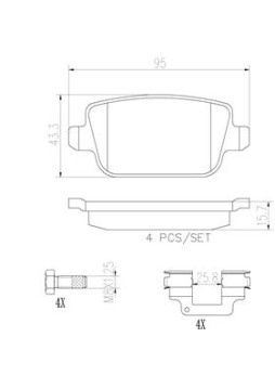 P44016N Sada brzdových destiček, kotoučová brzda BREMBO NAO LINE BREMBO