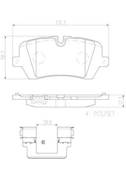 P44021N Sada brzdových destiček, kotoučová brzda BREMBO NAO LINE BREMBO