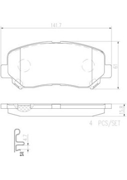 P49045N Sada brzdových destiček, kotoučová brzda BREMBO NAO LINE BREMBO