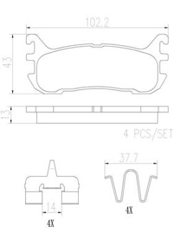 P49046N Sada brzdových destiček, kotoučová brzda BREMBO NAO LINE BREMBO