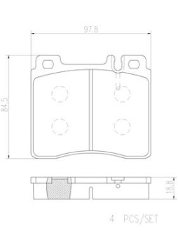 P50018N Sada brzdových destiček, kotoučová brzda BREMBO NAO LINE BREMBO