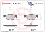 P 50 023 BREMBO sada brzdových platničiek kotúčovej brzdy P 50 023 BREMBO