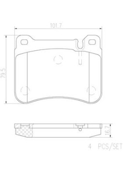 P50073N Sada brzdových destiček, kotoučová brzda BREMBO NAO LINE BREMBO