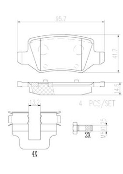 P50090N Sada brzdových destiček, kotoučová brzda BREMBO NAO LINE BREMBO