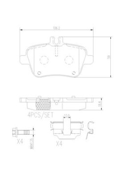 P50091N Sada brzdových destiček, kotoučová brzda BREMBO NAO LINE BREMBO