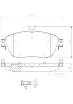 P50093N Sada brzdových destiček, kotoučová brzda BREMBO NAO LINE BREMBO