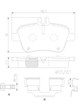 P50140N Sada brzdových destiček, kotoučová brzda BREMBO NAO LINE BREMBO