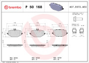 P 50 168 Sada brzdových destiček, kotoučová brzda PRIME LINE BREMBO