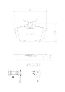 P54023N Sada brzdových destiček, kotoučová brzda BREMBO NAO LINE BREMBO