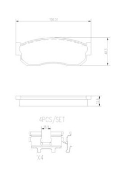 P56011N Sada brzdových destiček, kotoučová brzda BREMBO NAO LINE BREMBO