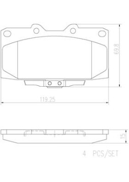 P56034N Sada brzdových destiček, kotoučová brzda BREMBO NAO LINE BREMBO