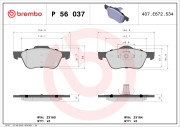 P 56 037 BREMBO sada brzdových platničiek kotúčovej brzdy P 56 037 BREMBO