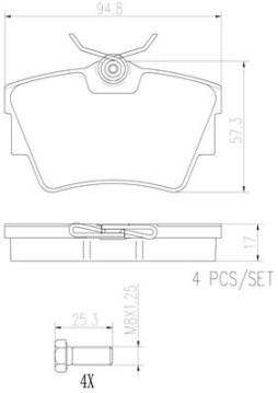 P59041N Sada brzdových destiček, kotoučová brzda BREMBO NAO LINE BREMBO