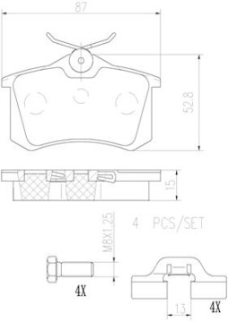 P61088N Sada brzdových destiček, kotoučová brzda BREMBO NAO LINE BREMBO