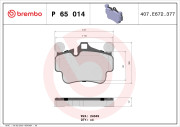 P 65 014 BREMBO sada brzdových platničiek kotúčovej brzdy P 65 014 BREMBO