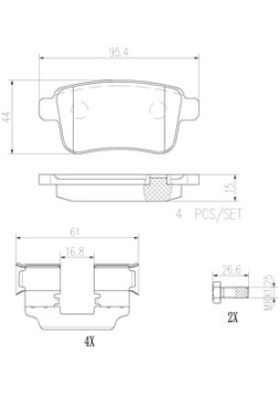 P68043N Sada brzdových destiček, kotoučová brzda BREMBO NAO LINE BREMBO