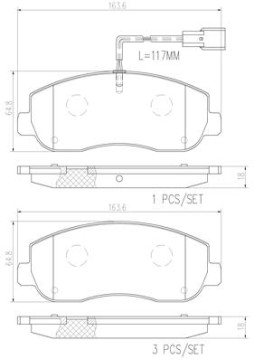 P68062N Sada brzdových destiček, kotoučová brzda BREMBO NAO LINE BREMBO