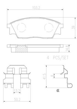 P78024N Sada brzdových destiček, kotoučová brzda BREMBO NAO LINE BREMBO