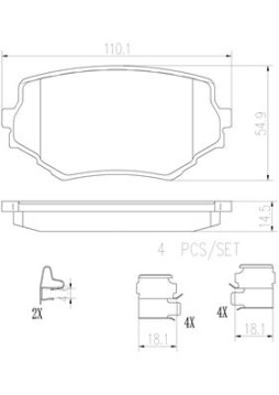 P79009N Sada brzdových destiček, kotoučová brzda BREMBO NAO LINE BREMBO