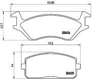 P83004N Sada brzdových destiček, kotoučová brzda BREMBO NAO LINE BREMBO