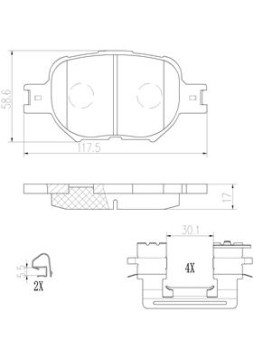 P83054N Sada brzdových destiček, kotoučová brzda BREMBO NAO LINE BREMBO