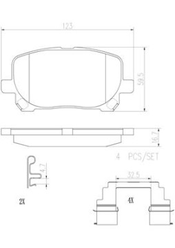 P83061N Sada brzdových destiček, kotoučová brzda BREMBO NAO LINE BREMBO