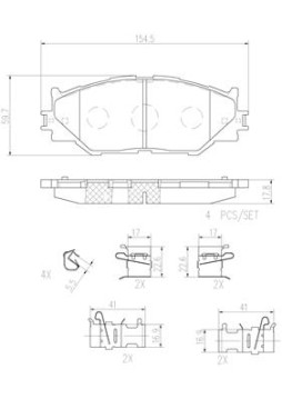 P83074N Sada brzdových destiček, kotoučová brzda BREMBO NAO LINE BREMBO