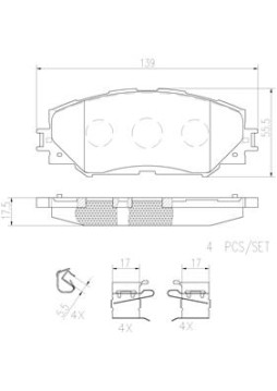 P83082N Sada brzdových destiček, kotoučová brzda BREMBO NAO LINE BREMBO