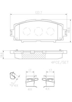 P83086N Sada brzdových destiček, kotoučová brzda BREMBO NAO LINE BREMBO