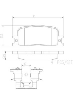 P83088N Sada brzdových destiček, kotoučová brzda BREMBO NAO LINE BREMBO