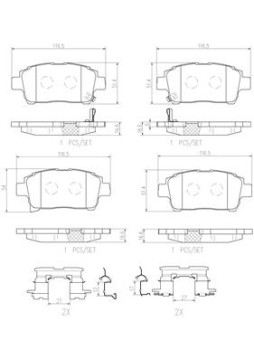 P83103N Sada brzdových destiček, kotoučová brzda BREMBO NAO LINE BREMBO