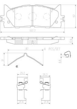 P83117N Sada brzdových destiček, kotoučová brzda BREMBO NAO LINE BREMBO