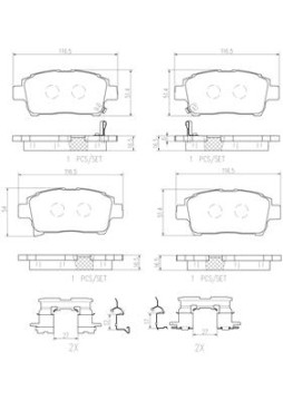 P83125N Sada brzdových destiček, kotoučová brzda BREMBO NAO LINE BREMBO