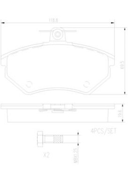 P85011N Sada brzdových destiček, kotoučová brzda BREMBO NAO LINE BREMBO