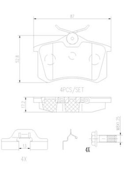 P85020N Sada brzdových destiček, kotoučová brzda BREMBO NAO LINE BREMBO