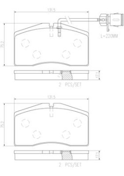 P85053N Sada brzdových destiček, kotoučová brzda BREMBO NAO LINE BREMBO