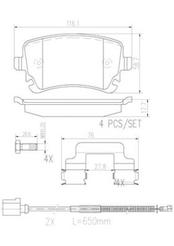 P85064N Sada brzdových destiček, kotoučová brzda BREMBO NAO LINE BREMBO